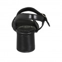 Sandalia para mujer con cinturon y hebilla en piel negra tacon 5 - Tallas disponibles:  42, 43