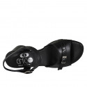 Sandale pour femmes avec courroie et boucle en cuir noir talon 5 - Pointures disponibles:  42, 43