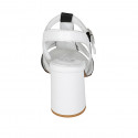 Sandale pour femmes avec courroie en cuir blanc et noir talon 7 - Pointures disponibles:  32, 43, 45