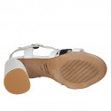Sandale pour femmes avec courroie en cuir blanc et noir talon 7 - Pointures disponibles:  32, 43, 45