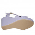 Woman's sandal with strap in lilac leather wedge heel 9 - Available sizes:  42, 43
