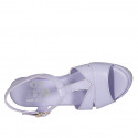 Woman's sandal with strap in lilac leather wedge heel 9 - Available sizes:  42, 43