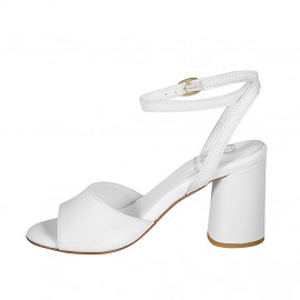 Sandale pour femmes en cuir blanc avec courroie à la cheville talon 7 - Pointures disponibles:  42, 43 2
