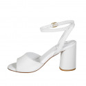 Sandalia para mujer en piel blanca con cinturon al tobillo tacon 7 - Tallas disponibles:  42, 43
