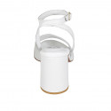 Sandalia para mujer en piel blanca con cinturon al tobillo tacon 7 - Tallas disponibles:  42, 43