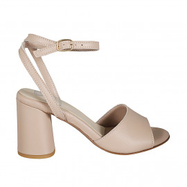 Sandalo da donna con cinturino alla caviglia in pelle nude tacco 7 - Misure disponibili: 42