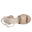 Sandalia para mujer en piel nude con cinturon al tobillo tacon 7 - Tallas disponibles:  42