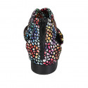 Woman's open shoe with zipper in black multicolored printed suede heel 2 - Available sizes:  42