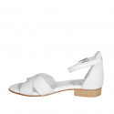 Zapato abierto para mujer en piel blanca con cinturon tacon 2 - Tallas disponibles:  32, 42