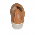 Escarpin pour femmes en cuir cognac talon compensé 4 - Pointures disponibles:  42, 44
