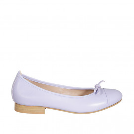 Bailarina para mujer en piel lila con puntera y moño tacon 2 - Tallas disponibles:  32