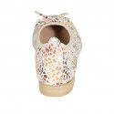 Woman's ballerina shoe with bow and captoe in beige multicolored printed suede heel 2 - Available sizes:  32
