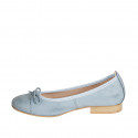 Ballerina da donna con fiocco e puntale in pelle azzurra tacco 2 - Misure disponibili: 32