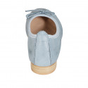 Woman's ballerina with bow and captoe in light blue leather heel 2 - Available sizes:  32