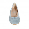 Ballerina da donna con fiocco e puntale in pelle azzurra tacco 2 - Misure disponibili: 32