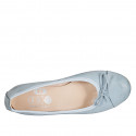 Ballerine pour femmes avec bout droit et noeud en cuir bleu clair talon 2 - Pointures disponibles:  32