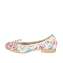 Woman's ballerina shoe with captoe and bow in beige multicolored printed suede heel 2 - Available sizes:  33