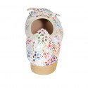 Woman's ballerina shoe with captoe and bow in beige multicolored printed suede heel 2 - Available sizes:  33