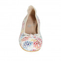 Woman's ballerina shoe with captoe and bow in beige multicolored printed suede heel 2 - Available sizes:  33