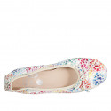 Woman's ballerina shoe with captoe and bow in beige multicolored printed suede heel 2 - Available sizes:  33