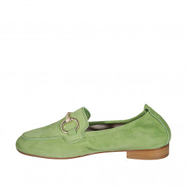 Mocassin pour femmes avec accessoire et elastique en daim vert talon 2 - Pointures disponibles:  43, 44 2