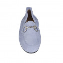 Mocasín para mujer con accesorio y elastico en gamuza azul claro tacon 2 - Tallas disponibles:  42