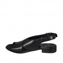Woman's sandal in black leather heel 2 - Available sizes:  33
