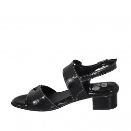 Sandalo da donna in vernice nera tacco 3 - Misure disponibili: 33, 42, 43 2