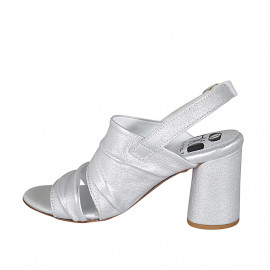 Sandale pour femmes en cuir lamé argent talon 7 - Pointures disponibles:  42 2