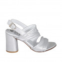 Woman's sandal in silver laminated leather heel 7 - Available sizes:  42