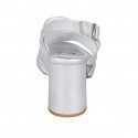 Woman's sandal in silver laminated leather heel 7 - Available sizes:  42