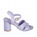 Sandale pour femmes avec courroie en cuir lilas talon 7 - Pointures disponibles:  42, 43