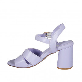 Woman's sandal with strap in lilac leather heel 7 - Available sizes:  42, 43 2