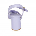 Sandale pour femmes avec courroie en cuir lilas talon 7 - Pointures disponibles:  42, 43
