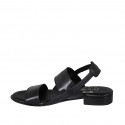 Woman's sandal in black leather with elastic strap heel 2 - Available sizes:  33