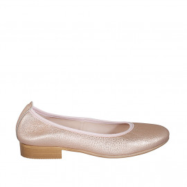 Ballerine pour femmes en cuir lamé cuivre talon 2 - Pointures disponibles:  32