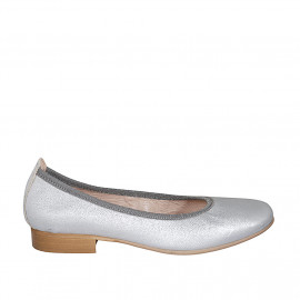 Woman's ballerina shoe in silver laminated leather heel 2 - Available sizes:  32