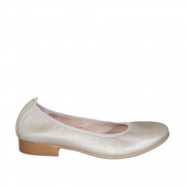 Zapato bailarina para mujer en piel laminada platino tacon 2 - Tallas disponibles:  32