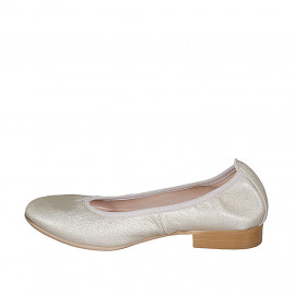 Ballerine pour femmes en cuir lamé platine talon 2 - Pointures disponibles:  32 2