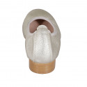 Ballerina da donna in pelle laminata platino tacco 2 - Misure disponibili: 32