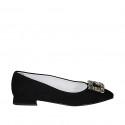 Women's pointy pump in black suede with rhinestones accessory heel 1 - Available sizes:  32