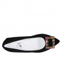 Escarpin pour femmes à bout pointu en daim noir avec accessoire strass talon 1 - Pointures disponibles:  32