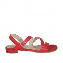 Sandalo da donna con elastico in pelle rossa tacco 1 - Misure disponibili: 32, 42