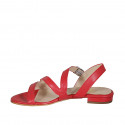 Sandalo da donna con elastico in pelle rossa tacco 1 - Misure disponibili: 32, 42