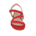 Sandalia para mujer con elastico en piel roja tacon 1 - Tallas disponibles:  32, 42