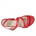 Sandale pour femmes avec elastique en cuir rouge talon 1 - Pointures disponibles:  32, 42