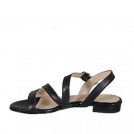 Sandalo da donna in pelle nera con elastico tacco 1 - Misure disponibili: 32, 33 2