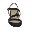 Woman's sandal in black leather with elastic band heel 1 - Available sizes:  32, 33