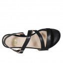 Sandalia para mujer en piel negra con elastico tacon 1 - Tallas disponibles:  32, 33