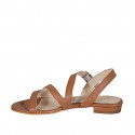 Sandalia para mujer en piel cognac con elastico tacon 1 - Tallas disponibles:  32
